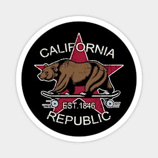 California Republic Flag Bear Skateboarding Retro Fade Magnet